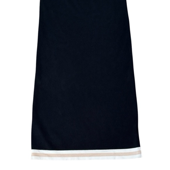 HOUSE OF HARLOW 1960 Black Midi Skirt Ivory Cream Trim Stripe Ribbed Size M - Picture 2 of 6